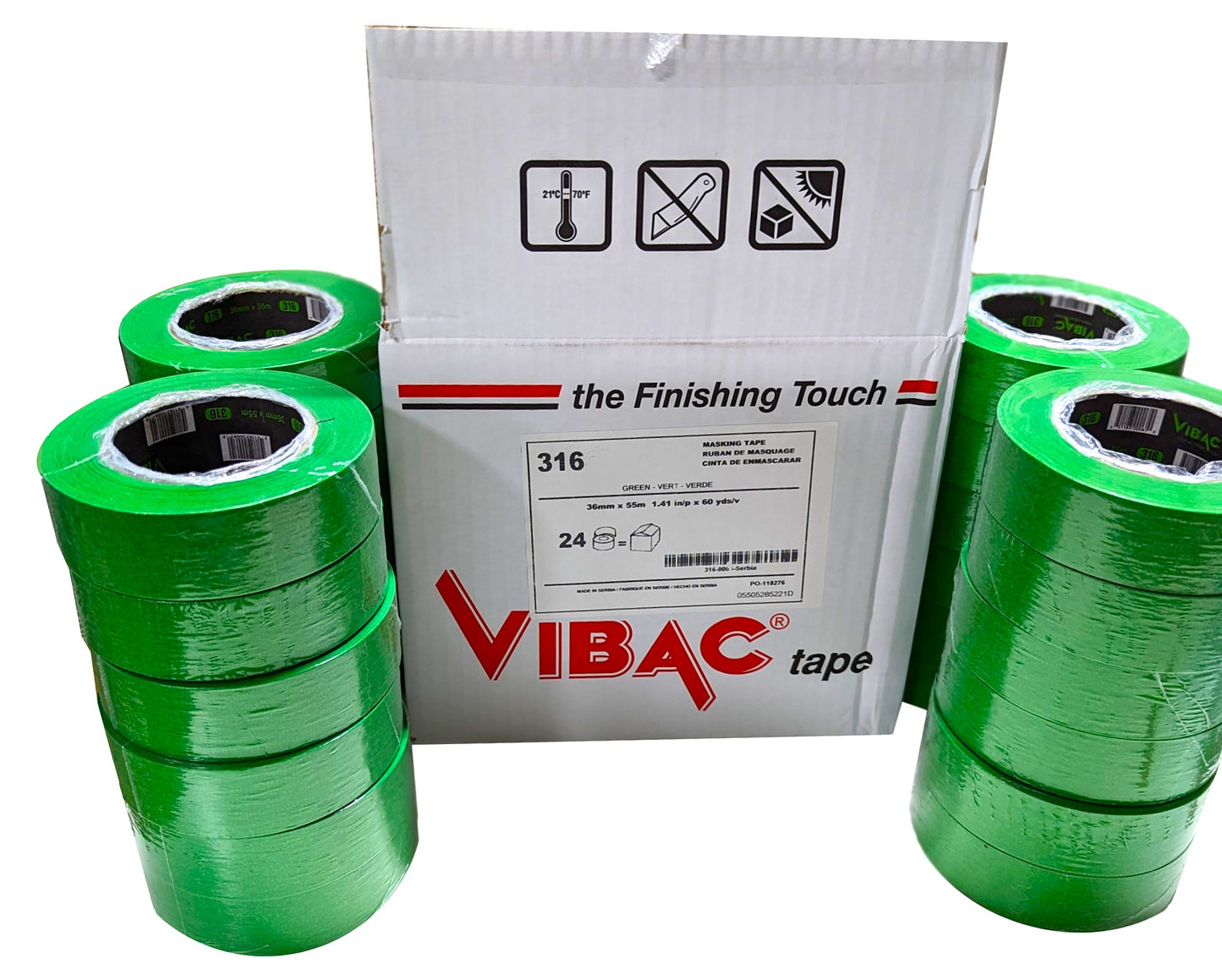 Vibac 316 Green 1.5 inch Automotive Tape - 24 Rolls