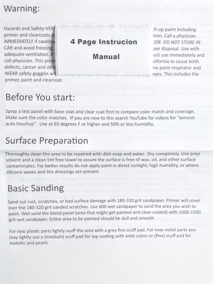 Mazda 26U Superior White Touch Up Spray Paint